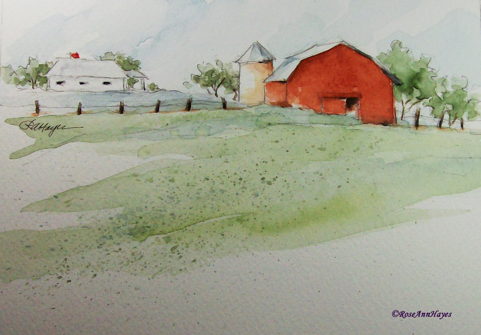 1600x1117 Watercolor Paintings By Roseann Hayes Old Farmhouse And Red Barn