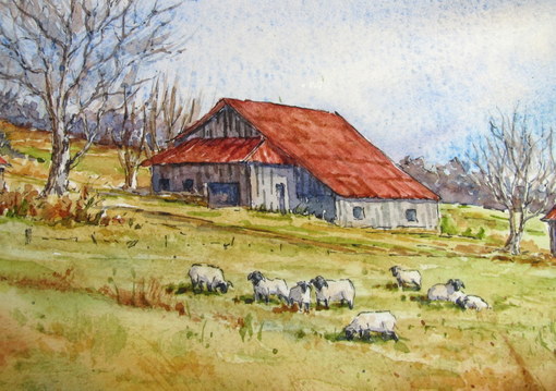 510x359 Everyday Artist Step By Step Watercolor Winter Farm Scene