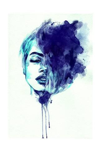 325x488 Beautiful Woman Face. Abstract Watercolor. Fashion Illustration