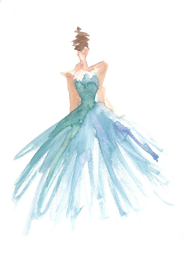 728x1000 Collection Of Watercolor Dress Drawing High Quality, Free