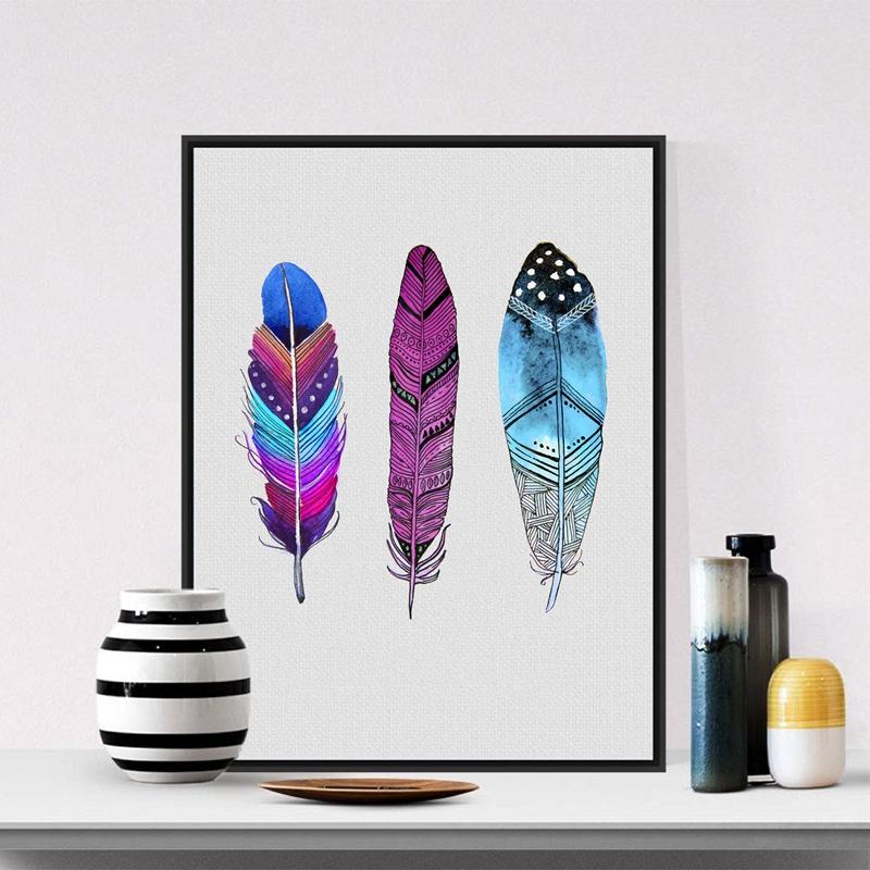 800x800 Watercolor Feather Canvas Art Pattern