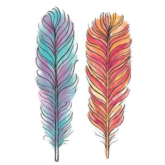 544x544 Watercolor Feathers Temporary Tattoos