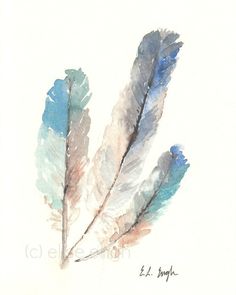 236x295 Print Of My Original Watercolor Feather Painting. Nature Decor
