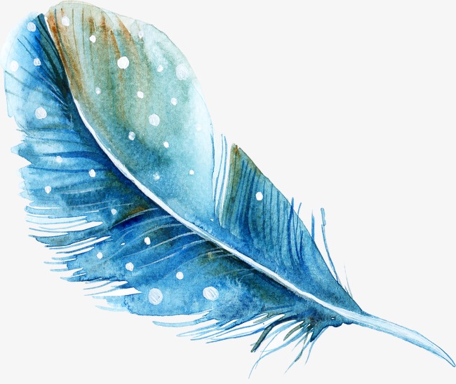 650x548 Blue Hand Painted Watercolor Feather, Small Fresh, Hand Painted
