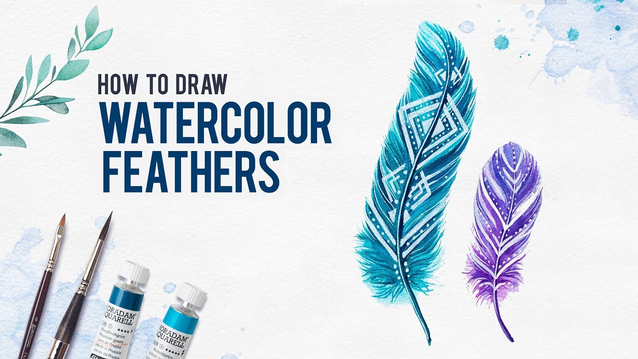 1280x720 How To Draw And Decorate Watercolor Feathers. Tutorial.