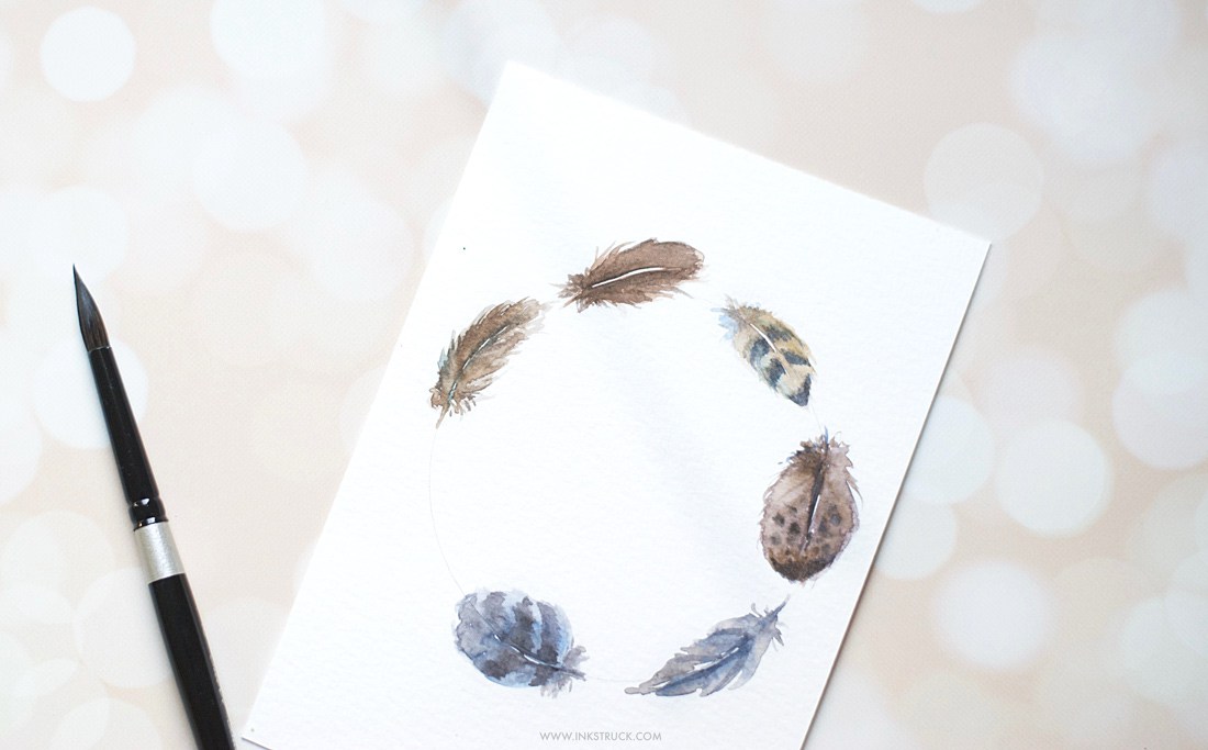 1100x683 Watercolor Feather Wreath Tutorial Inkstruck Studio