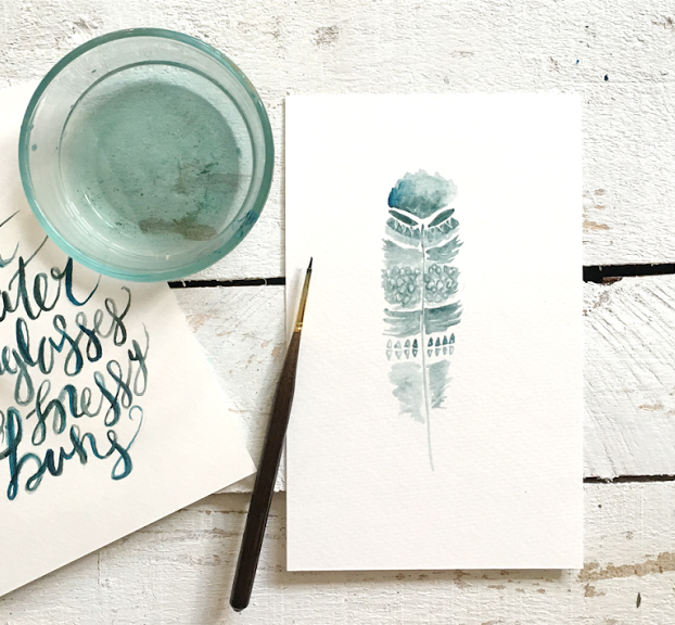 622x576 Watercolor Feather Artwork We Lived Happily Ever Afterwe Lived