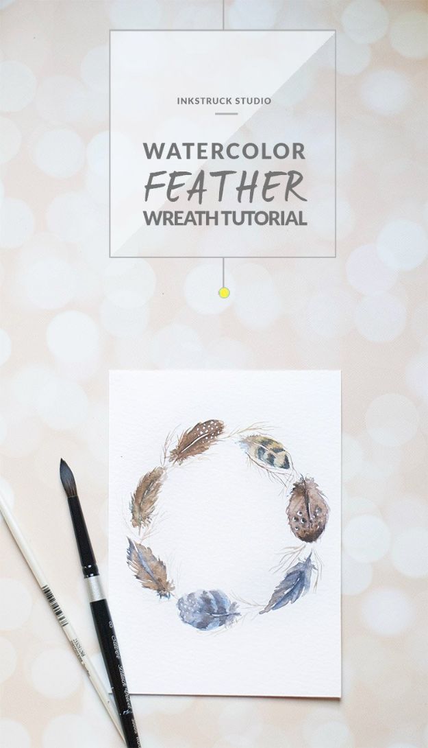 625x1090 Watercolor Feather Wreath Tutorial