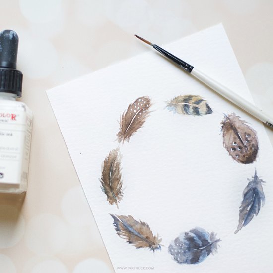 550x550 Watercolor Feather Tutorial Craftgawker