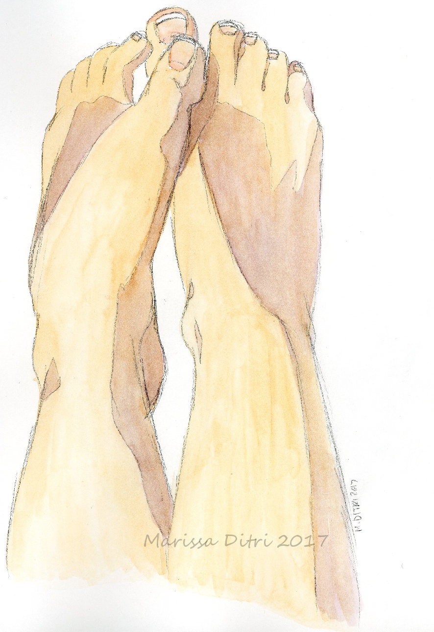 886x1290 My Feet 5x7 Watercolor Sketch Watercolor