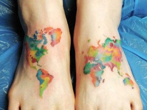 300x225 Watercolor Foot Tattoo