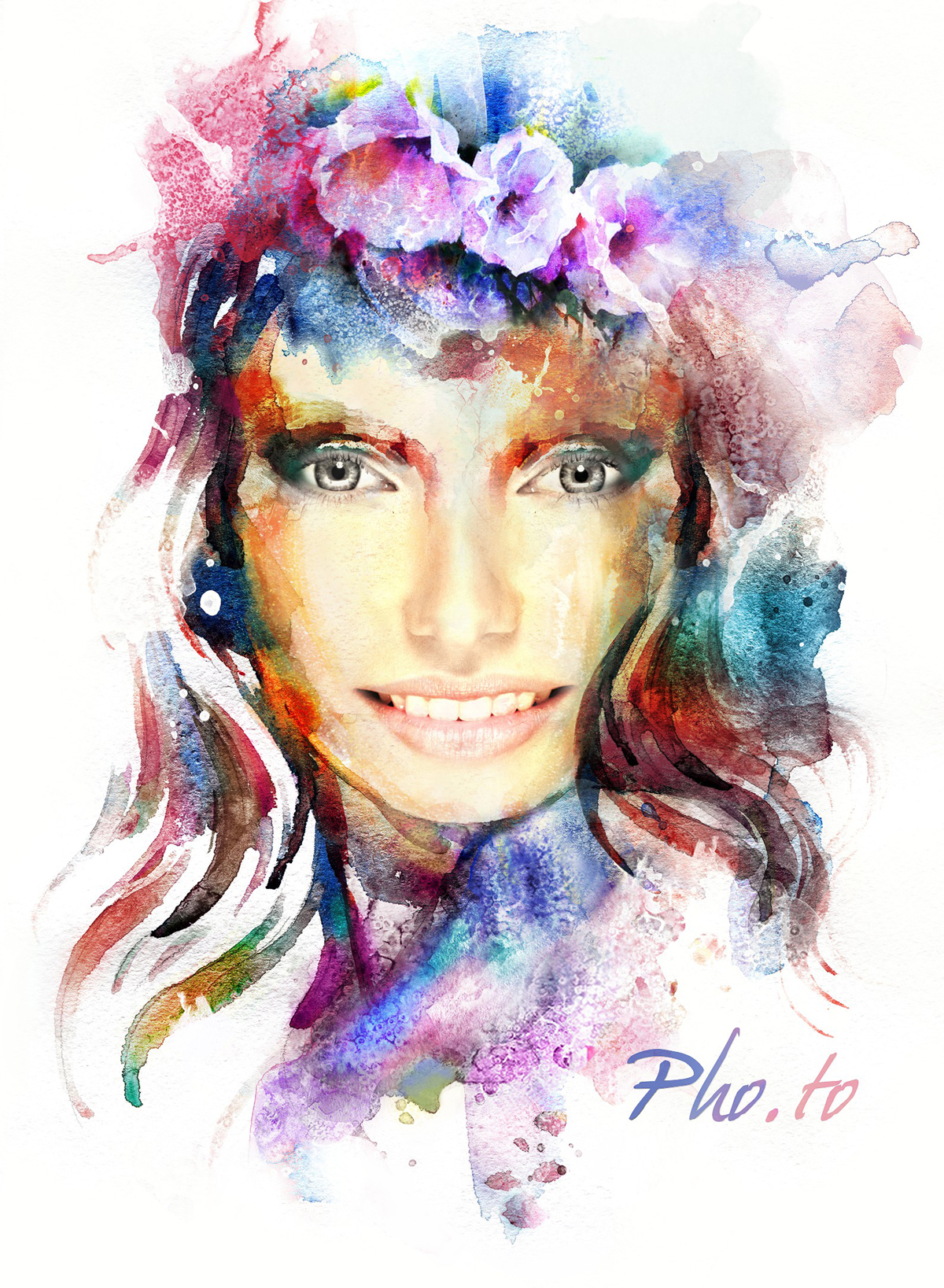 1200x1637 Female Watercolor Face In Hole Photo Effect Online.
