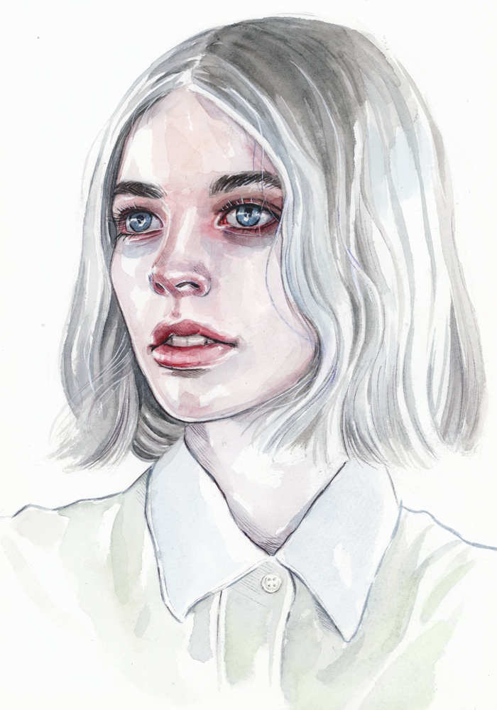 700x1000 Watercolor Portrait By Tomasz Mro