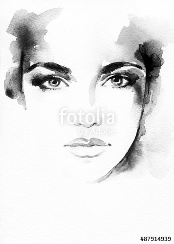 356x500 Woman Portrait .abstract Watercolor Stock Photo And Royalty Free