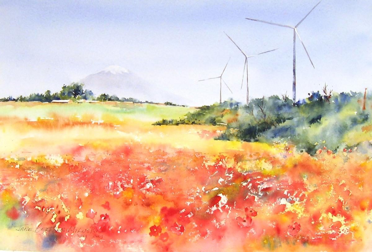 1200x813 Sicilian Poppy Field Jane B. Miluski Watercolor
