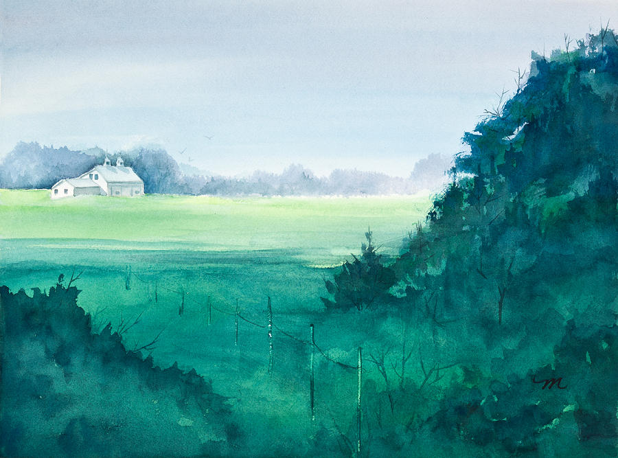 900x667 Sunlit Field Watercolor Painting Painting By Michelle Constantine