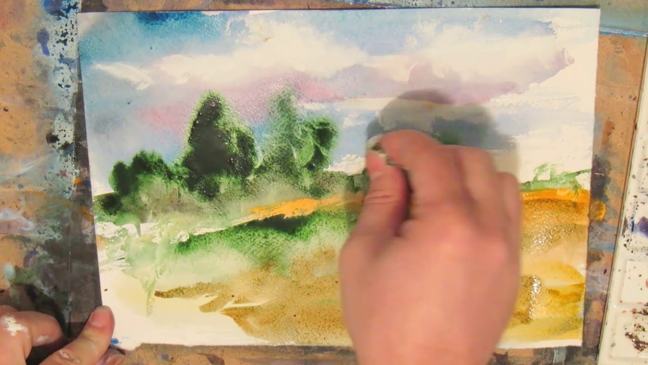 1280x720 Watercolor Painting. Field.