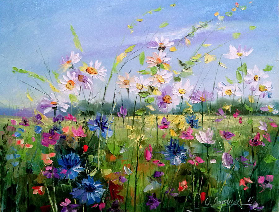 900x684 Field With Flowers Painting By Olha Darchuk