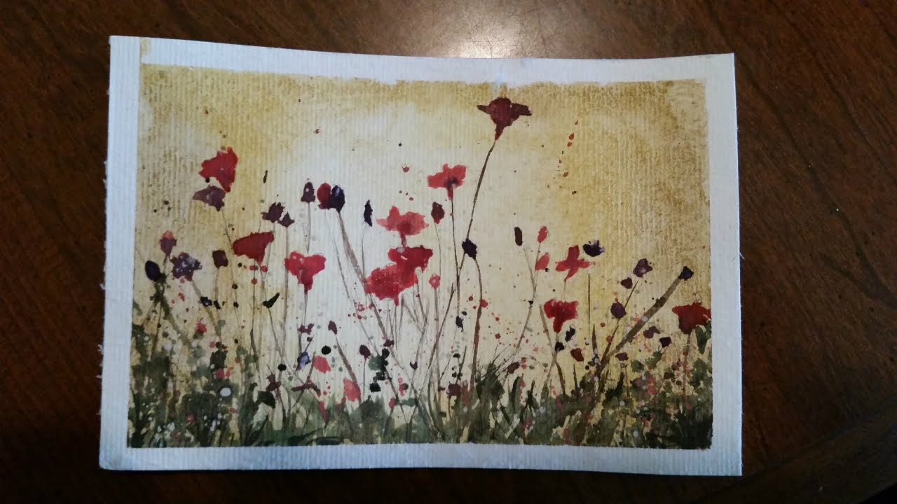 1280x720 Watercolor Vintage Photo Look Painting Field Of Flowers