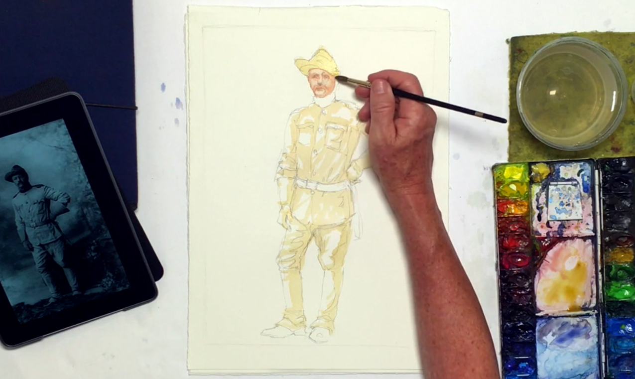 1275x761 Classic Watercolor Figure Painting Featuring Theodore Roosevelt