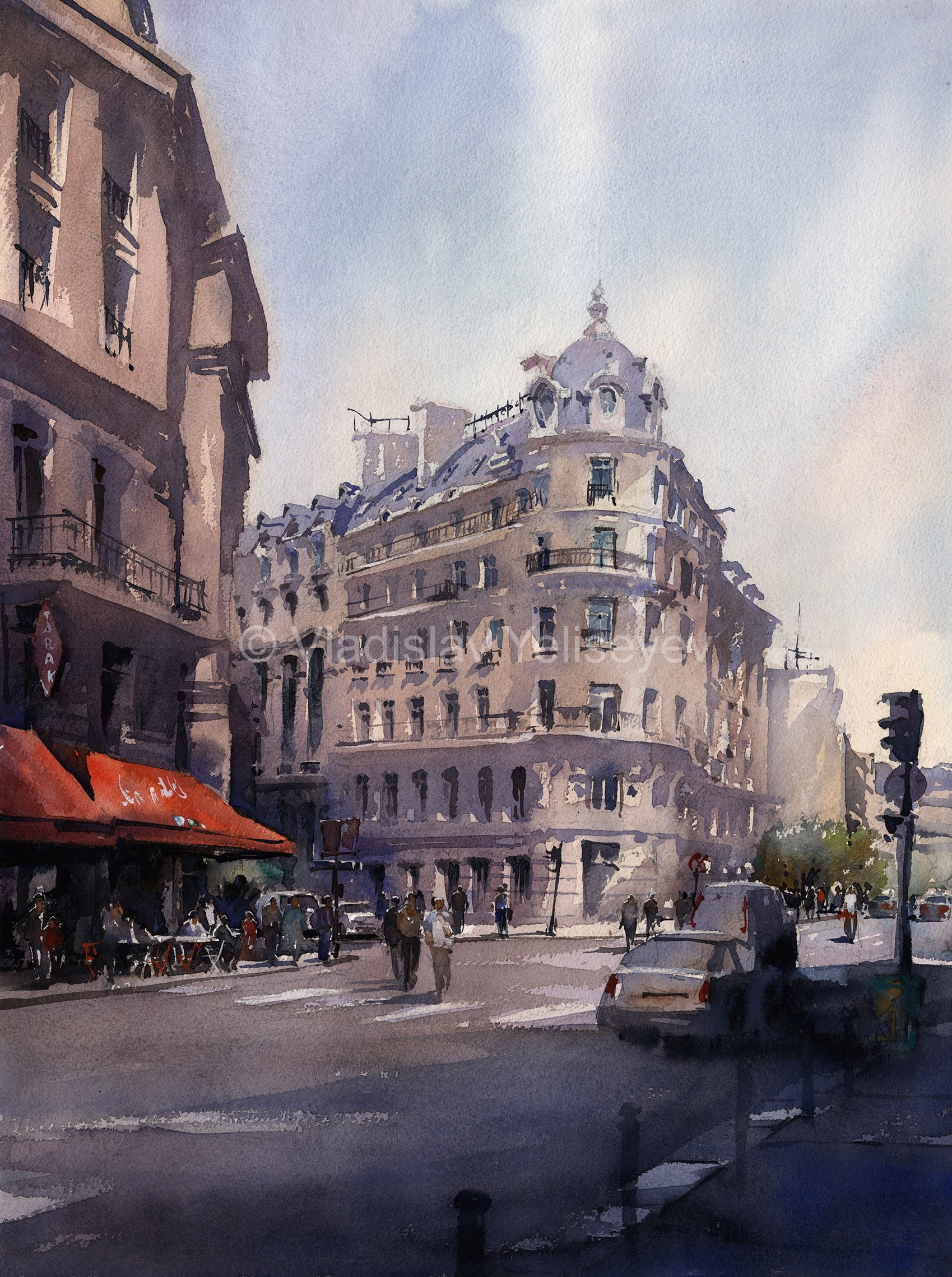 1699x2279 Urban Paintings Watercolor Artworks By Artist Vladislav Yeliseyev