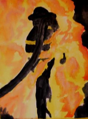 296x400 Painting Fire In Watercolor