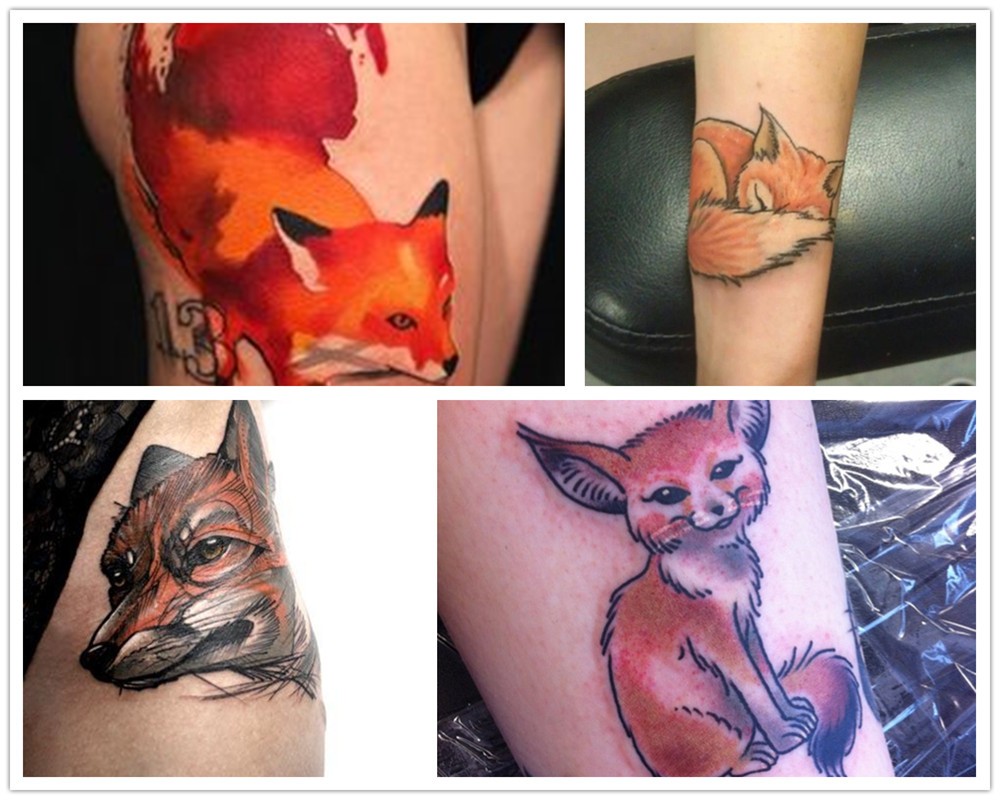 1000x800 Collection Of Fox Watercolor Tattoo On Thigh For Girls