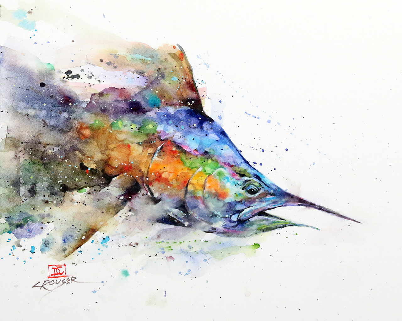 1280x1024 Marlin Watercolor Painting By Dean Crouser
