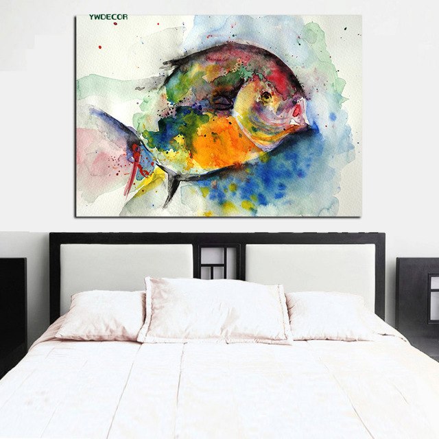 640x640 Ywdecor Print Watercolor Fish Ocean Painting Feng Shui Abstract