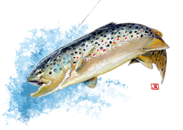 620x443 Friday Fish Frame Jeff Kennedy, Watercolor Master Fly Life Magazine