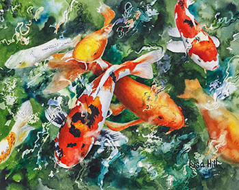 350x278 Koi In Watercolor