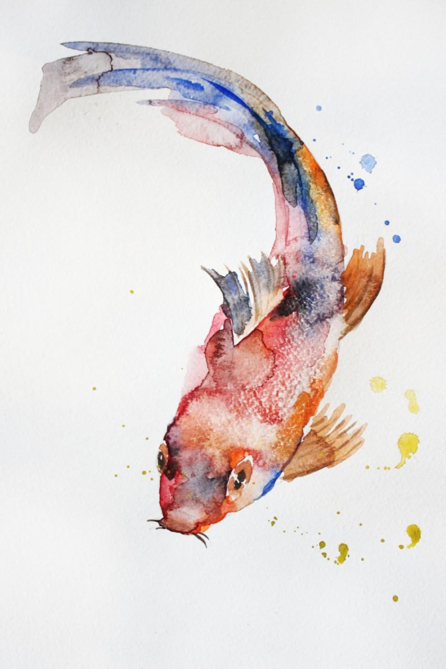 900x1350 Watercolor Paintings Of Fish Original Watercolor Painting Koi Fish