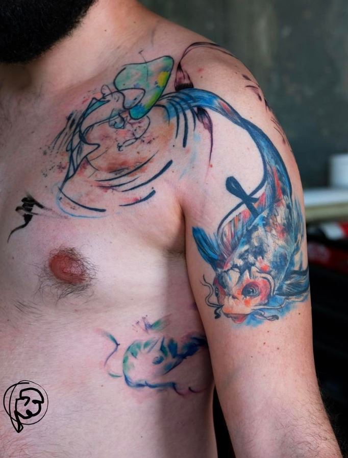 682x897 Watercolor Fish Tattoo