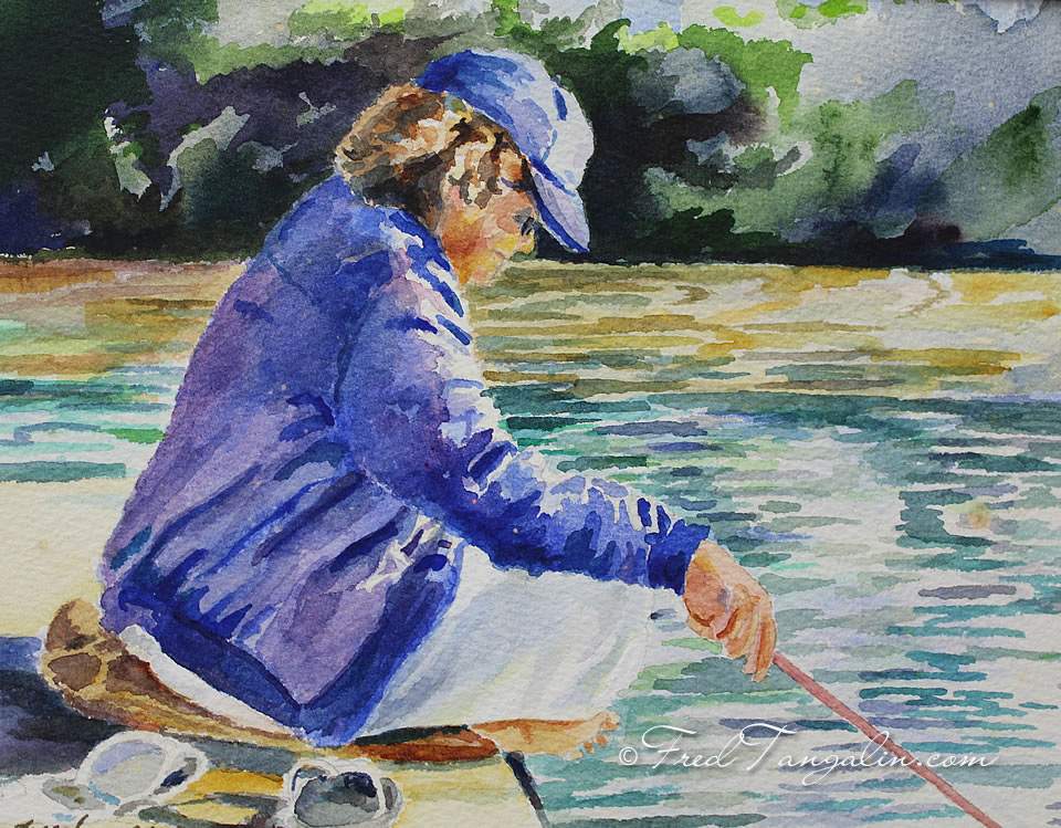 960x749 Fishing Original Watercolor Painting Of A Man Fishing Kauai