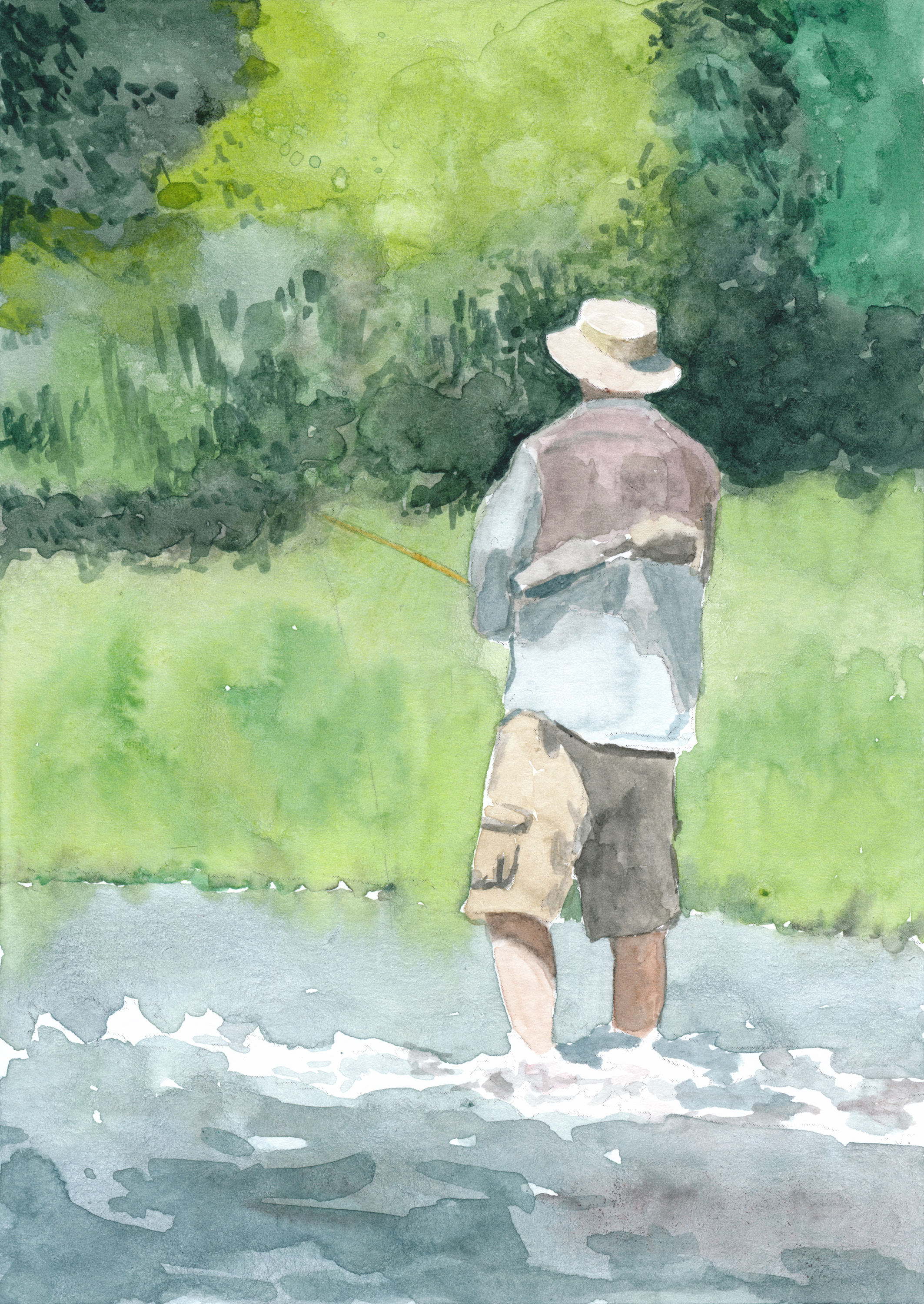 2126x3000 Watercolor Fisherman Print