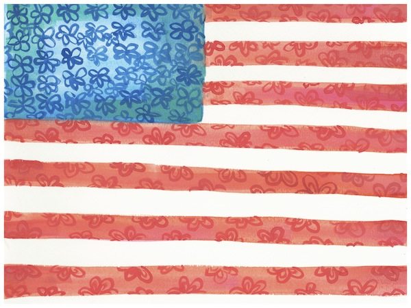 600x450 American Flag Floral Watercolor