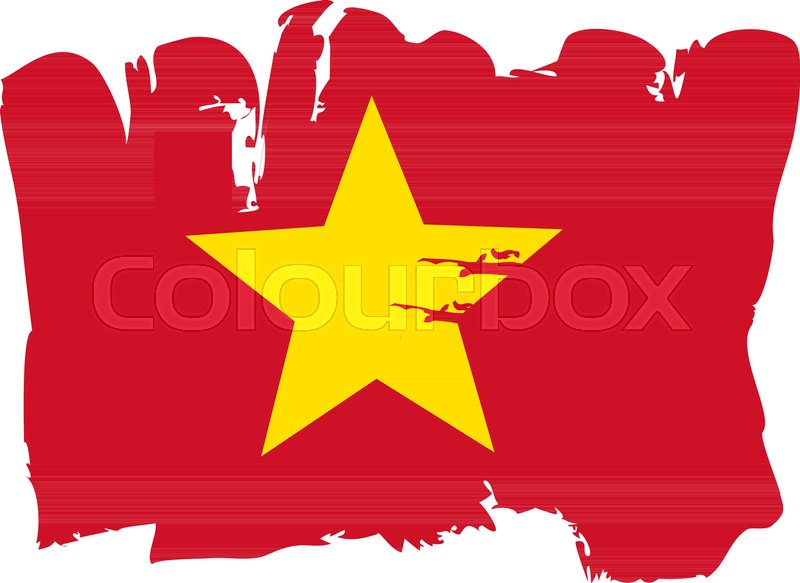 800x583 Vietnamese Flag Painted By Brush Hand Paints. Art Flag. Watercolor