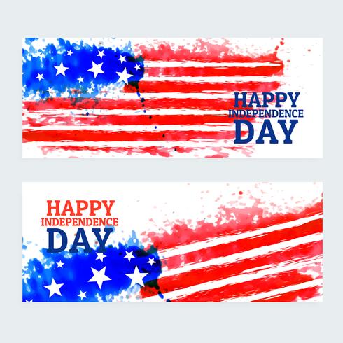 490x490 American Independence Day Banners With Watercolor Flag
