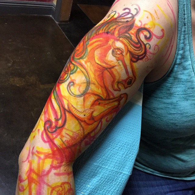 640x640 Fire Horse Tattoo On Shoulder Best Tattoo Ideas Gallery