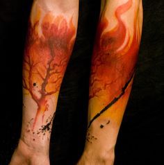 236x238 Oak Tree On Fire Tattoo