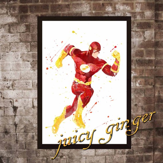 570x570 Flash Art Print Flash Watercolor Poster Art Print Instant Etsy
