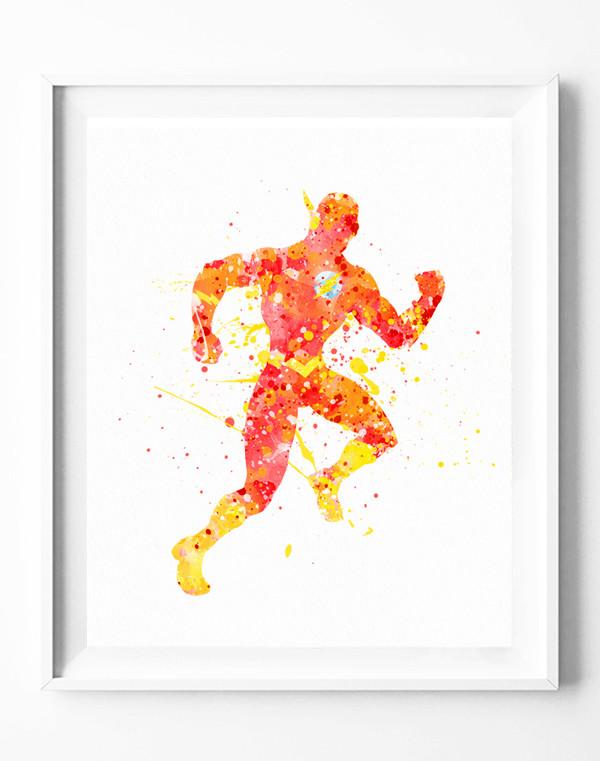 600x761 The Flash Poster Dc Justice League Art Print Superhero Watercolor