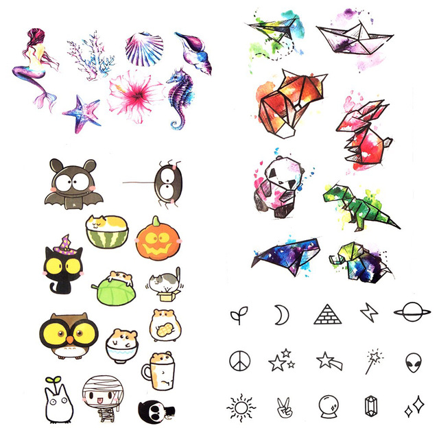 640x640 Watercolor Little Bauble Cute Cartoon Temporary Tattoo Panda