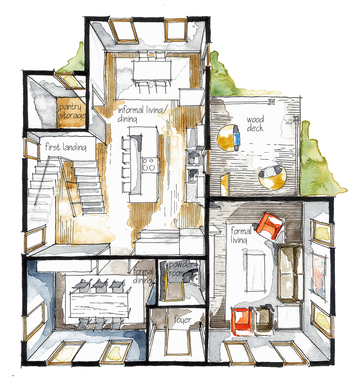 1200x1301 Real Estate Watercolor 3d Floor Plan I On Behance