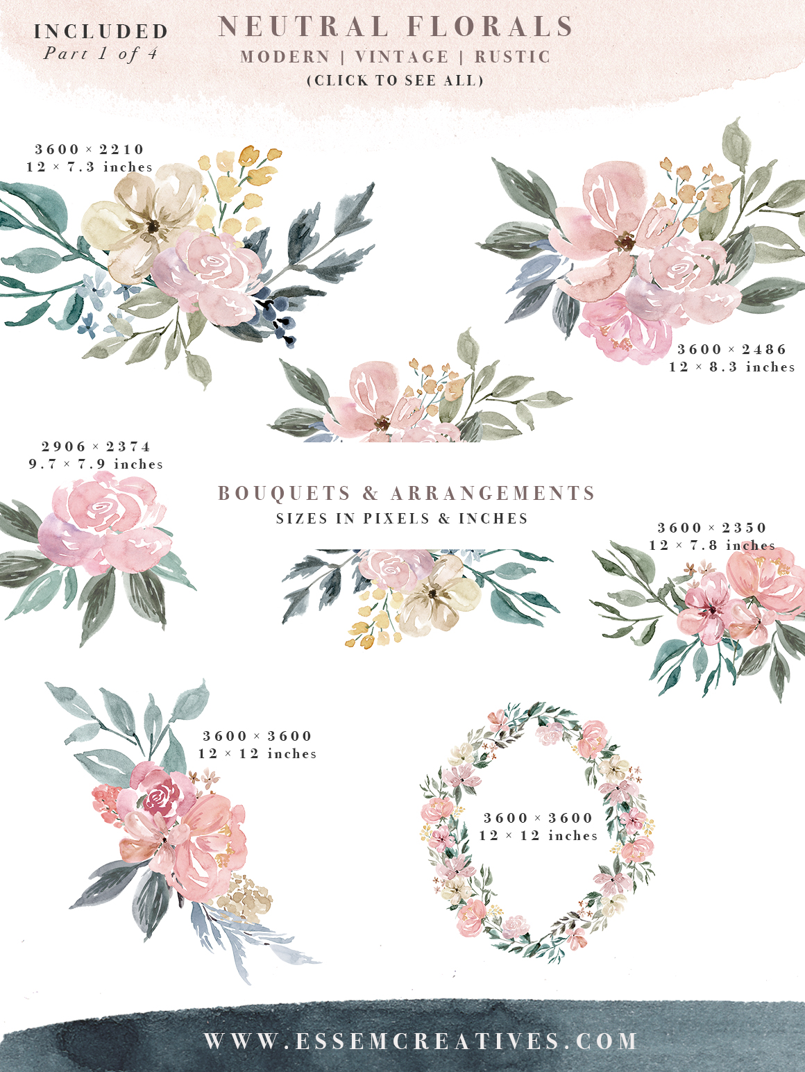 1160x1544 Neutral Watercolor Flowers Clipart, Floral Borders Amp Frames For