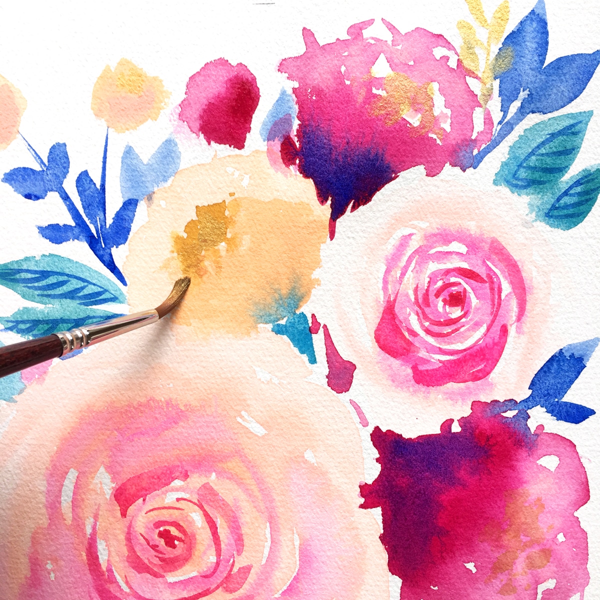 1200x1200 Summer Watercolor Floral Art Prints Custom Watercolor