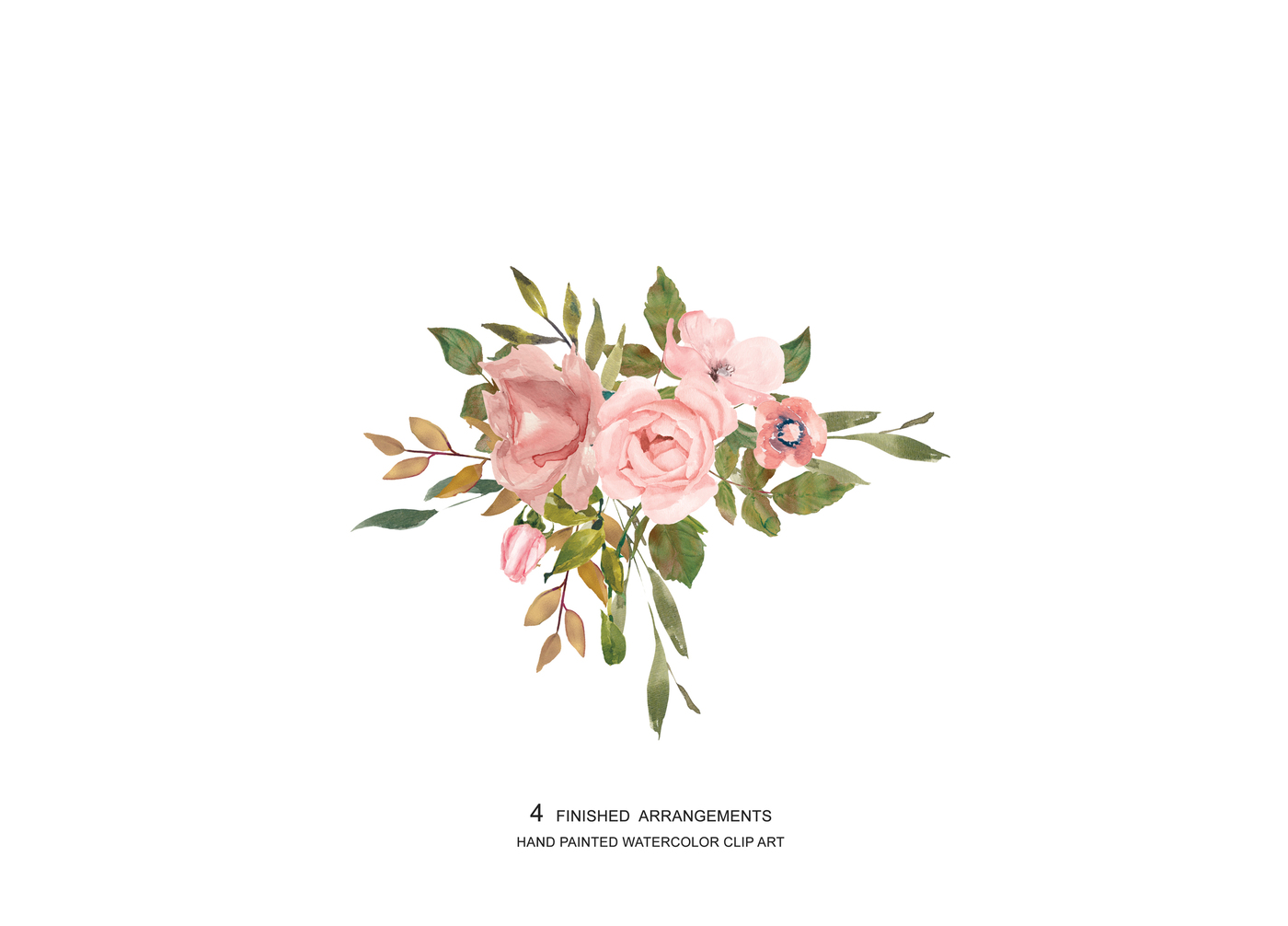 1400x1006 Watercolor Flower Clipart Blush Rose Gold Leaves Clipart By