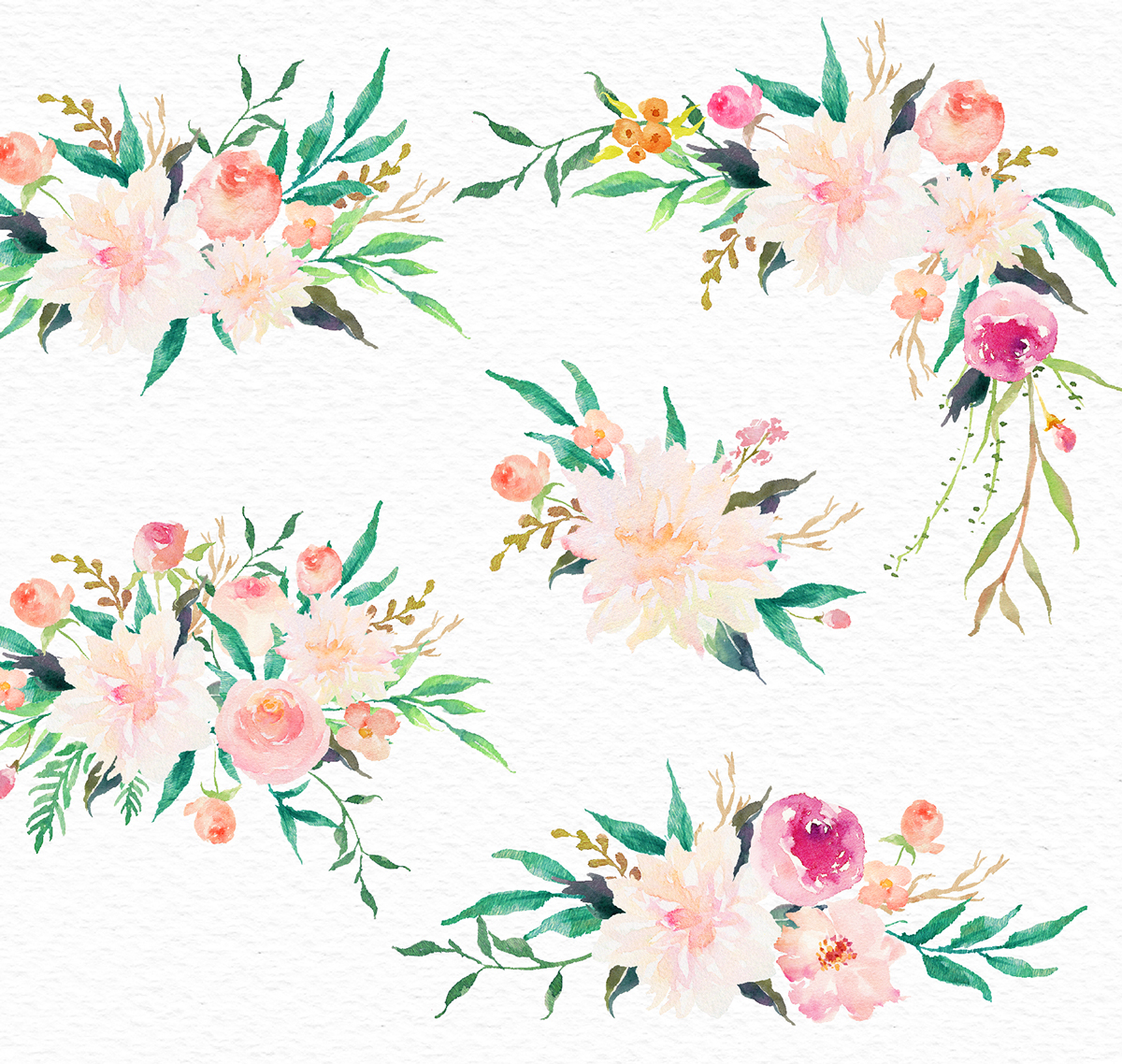 1200x1138 Watercolor Flower Clip Art Romantic Garden On Behance