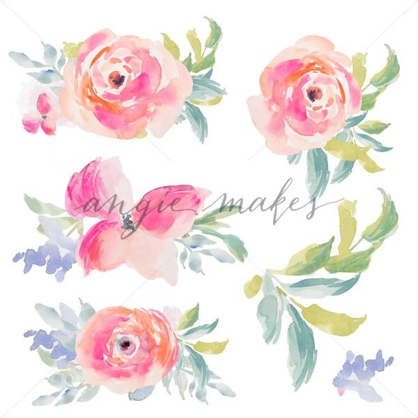 600x600 Download These Watercolor Flower Bouquets Clip Art