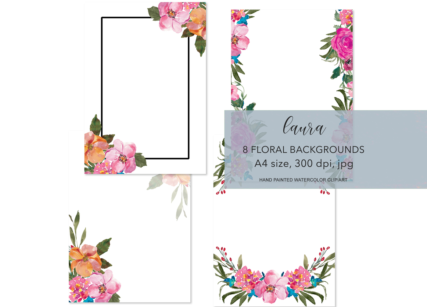 1400x1006 Hand Painted Watercolor Floral Background Watercolor Clip Art By